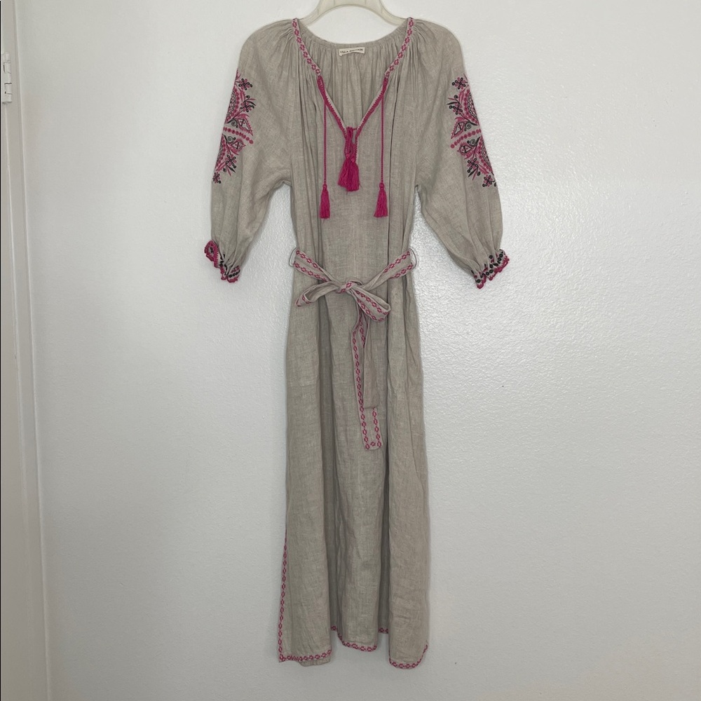 Ulla Johnson Sofia Flax Boho Chic Embroidered Mid… - image 3